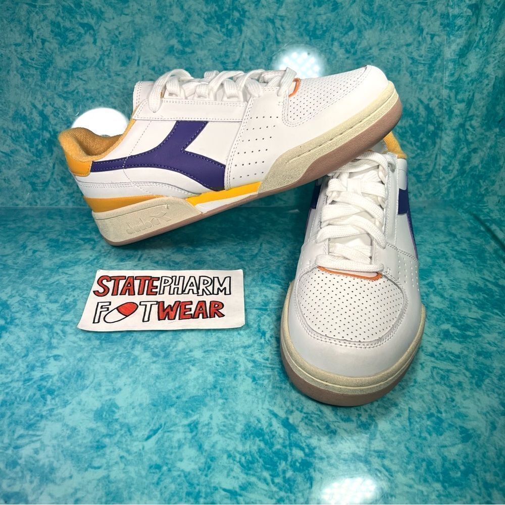 Diadora Davis Leather Purple Yellow Lakers Men’s Retro Low Top Fashion Shoes